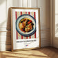 Poulet à la Provençale – on Striped Tablecloth, French Food Print