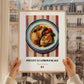 Poulet à la Provençale – on Striped Tablecloth, French Food Print, styled in a charming Paris street view