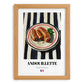 Andouillette – on Striped Tablecloth, French Food Wall Decor, set in oak frame
