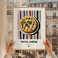 Pissaladière – on Striped Tablecloth, French Food Print, styled in a charming Paris street view