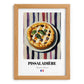 Pissaladière – on Striped Tablecloth, French Food Print, set in oak frame