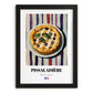 Pissaladière – on Striped Tablecloth, French Food Print, in sleek black frame