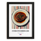 Entrecôte Bordelaise – on Striped Tablecloth, French Food Illustration, in sleek black frame