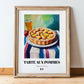 Tarte aux Pommes – Colorful Oil Painting, French French Dessert Illustration, in wooden frame leaning on the floor