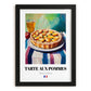 Tarte aux Pommes – Colorful Oil Painting, French French Dessert Illustration, in sleek black frame
