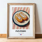 Pain Perdu – on Striped Tablecloth, French French Dessert Still Life, in wooden frame leaning on the floor