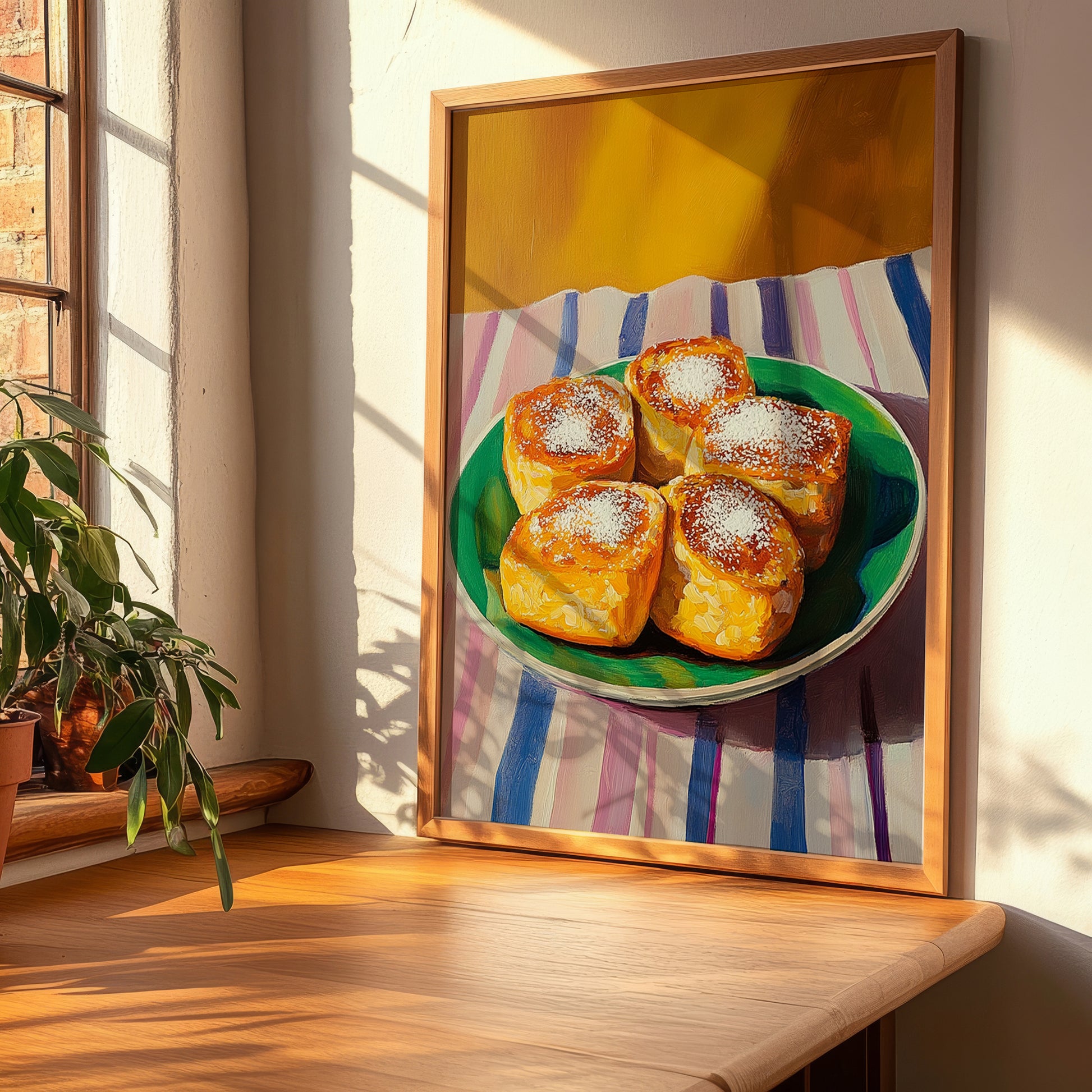 Pain Perdu – Oil Painting, French French Dessert Painting, clean layout with no caption