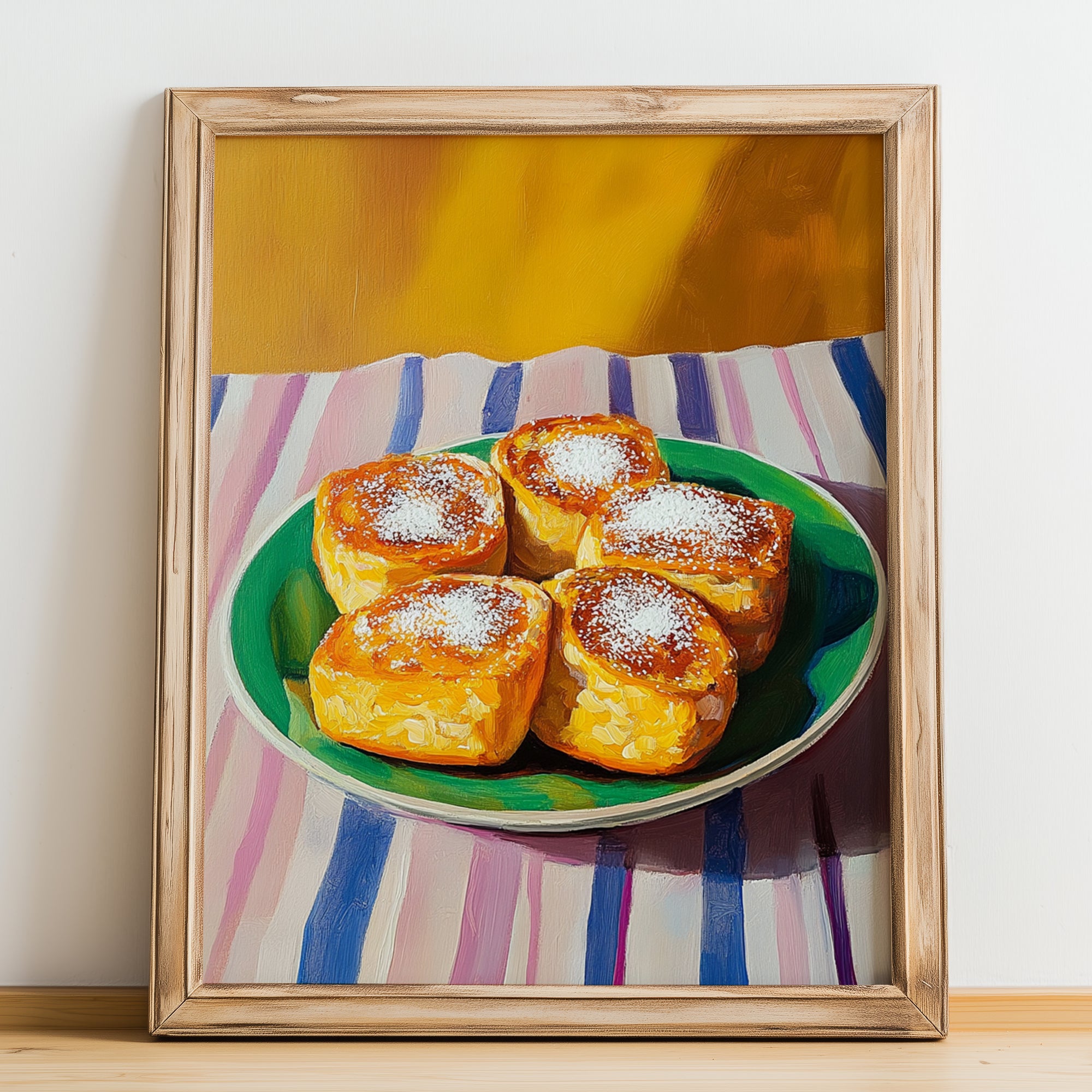 Pain Perdu – Oil Painting, French French Dessert Painting, no-text version framed in wood