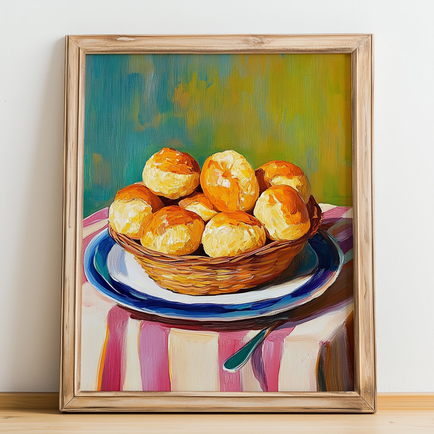 Gougères – Art, French French Pastry Poster, no-text version framed in wood