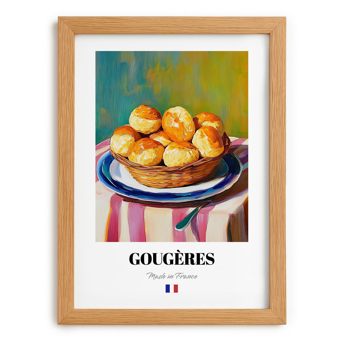 Gougères – Art, French French Pastry Poster, set in oak frame
