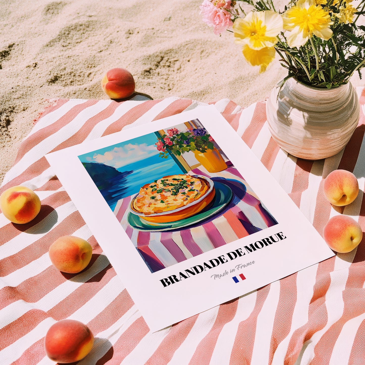 Brandade de Morue – Art, French Food Print, unframed on coastal sand