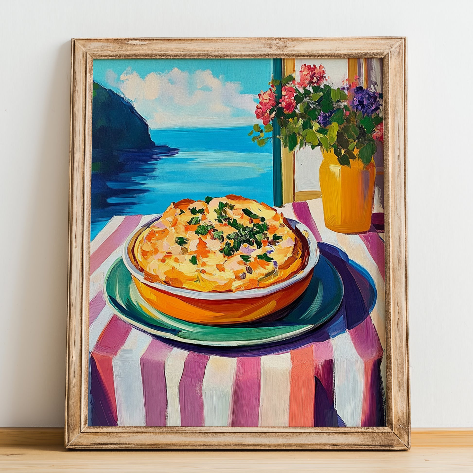 Brandade de Morue – Art, French Food Print, no-text version framed in wood