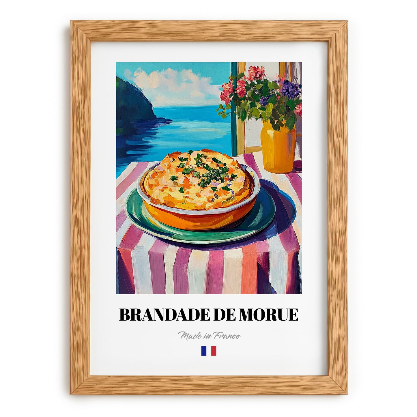 Brandade de Morue – Art, French Food Print, set in oak frame