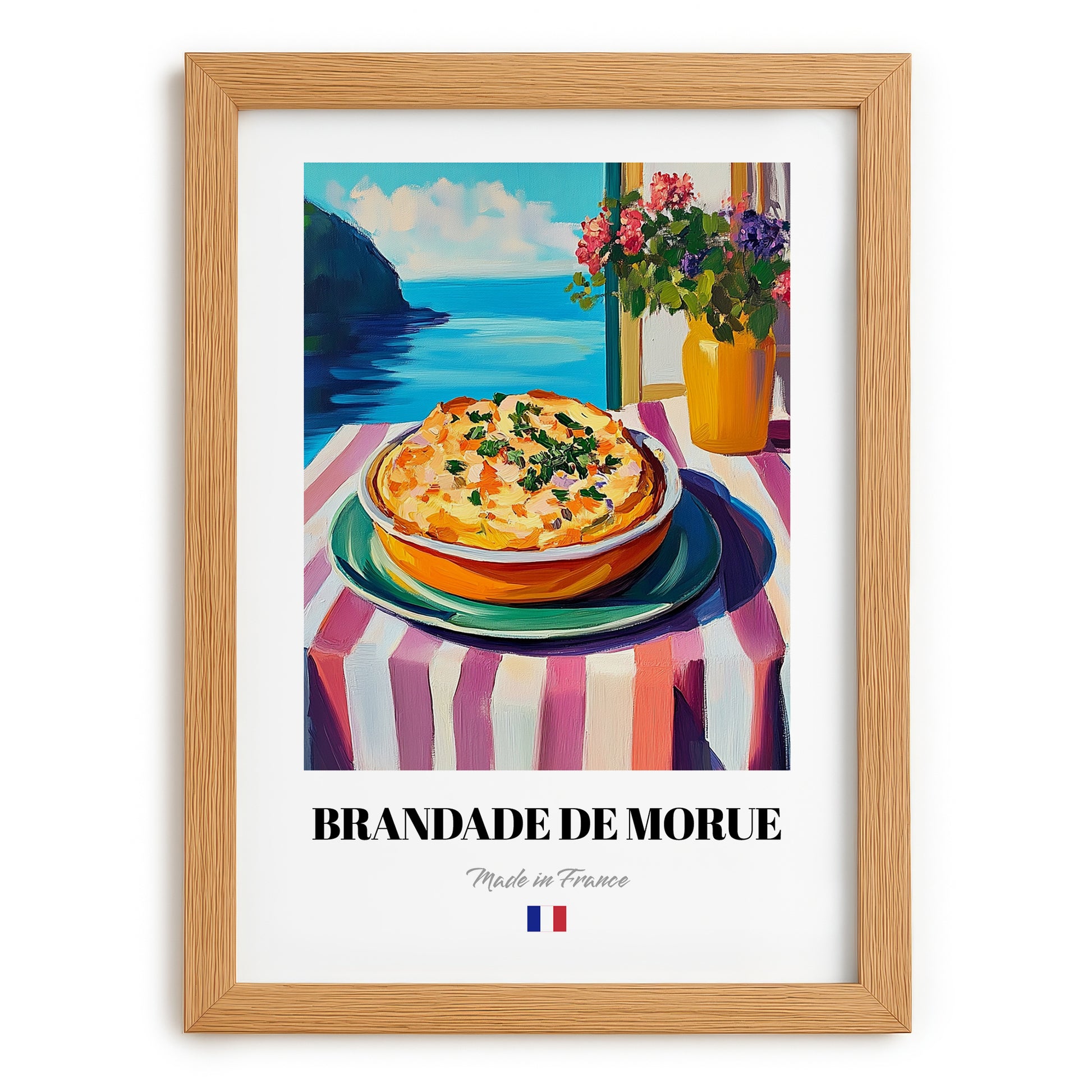 Brandade de Morue – Art, French Food Print, set in oak frame