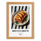 Bœuf en Croûte – on Striped Tablecloth, French Food Art, set in oak frame