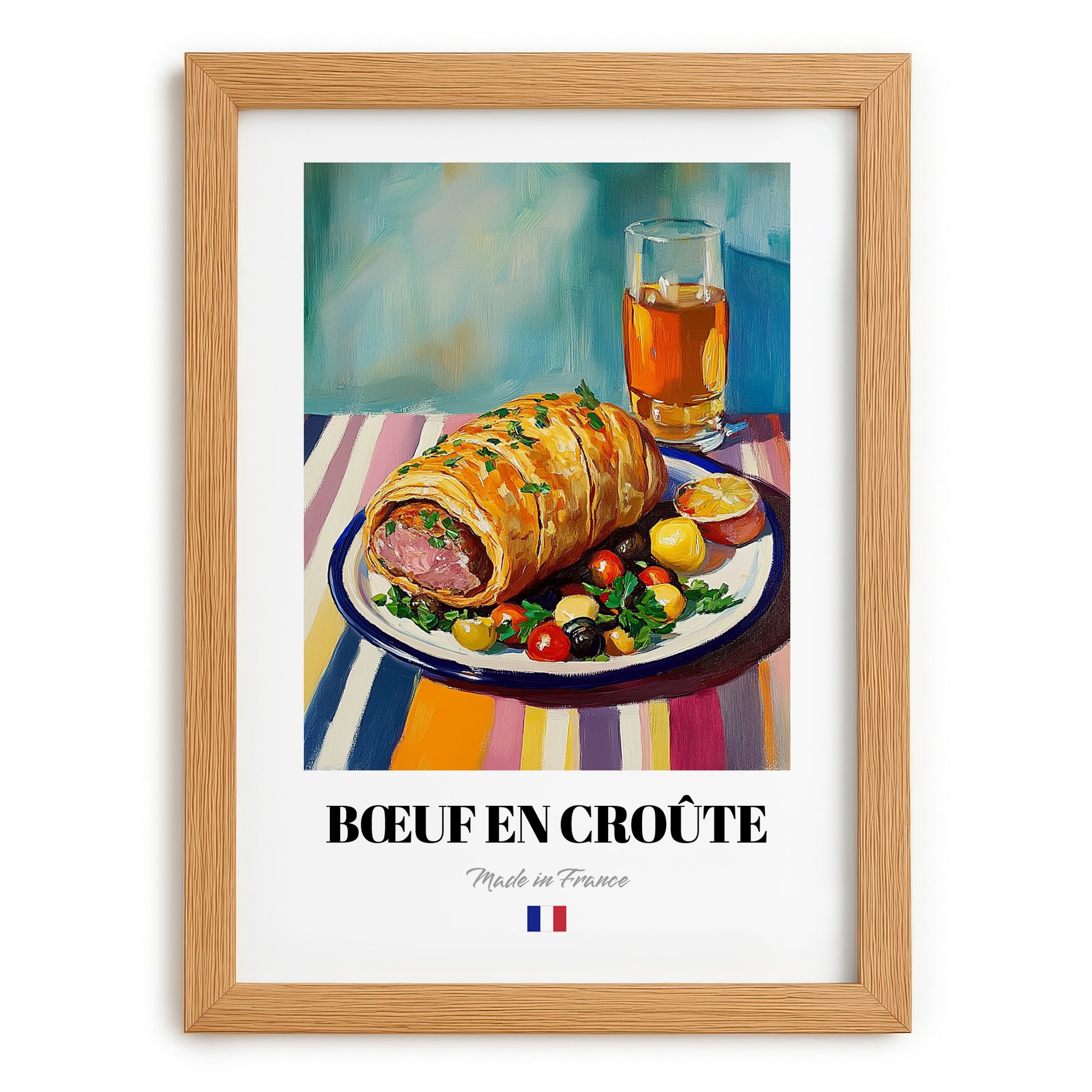 Bœuf en Croûte – Art, French Food Still Life, set in oak frame