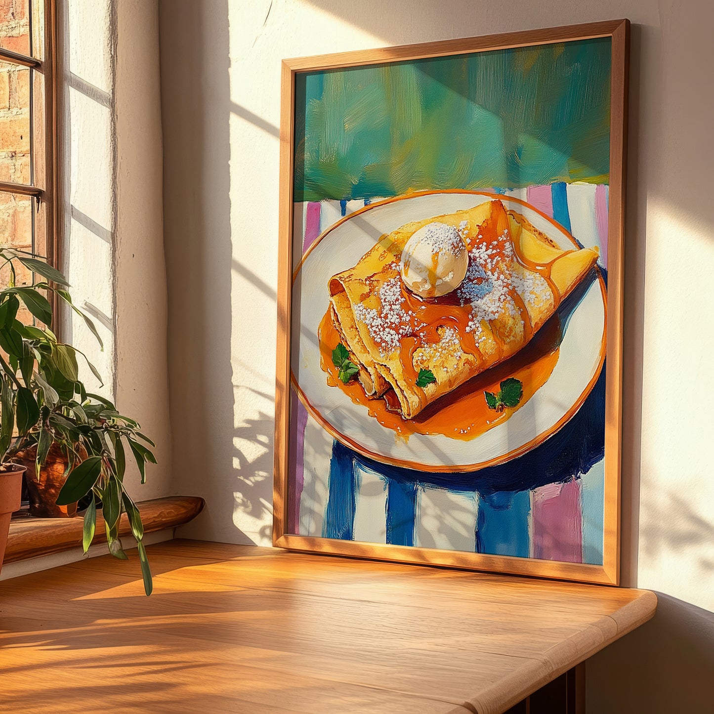 Crêpes Suzette – Art, French French Dessert Painting, clean layout with no caption