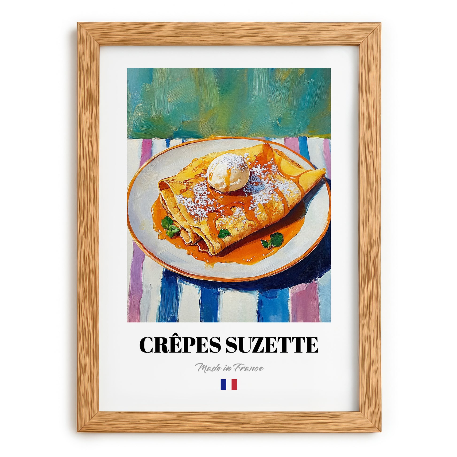 Crêpes Suzette – Art, French French Dessert Painting, set in oak frame