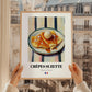 Crêpes Suzette – on Striped Tablecloth, French French Dessert Wall Decor, styled in a charming Paris street view