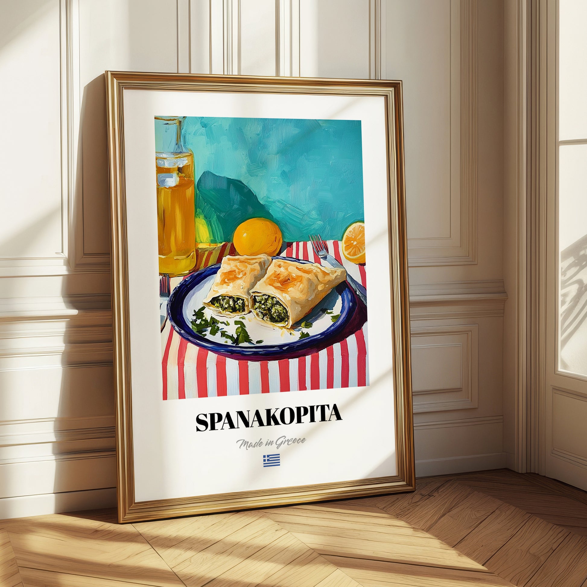 Spanakopita – Oil Painting, Greek Pastry Wall Decor 