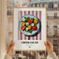 Greek Salad – on Striped Tablecloth, Greek Food Wall Decor, styled in a charming Paris street view
