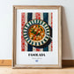 Fasolada – on Striped Tablecloth, Greek Food Poster, in wooden frame leaning on the floor