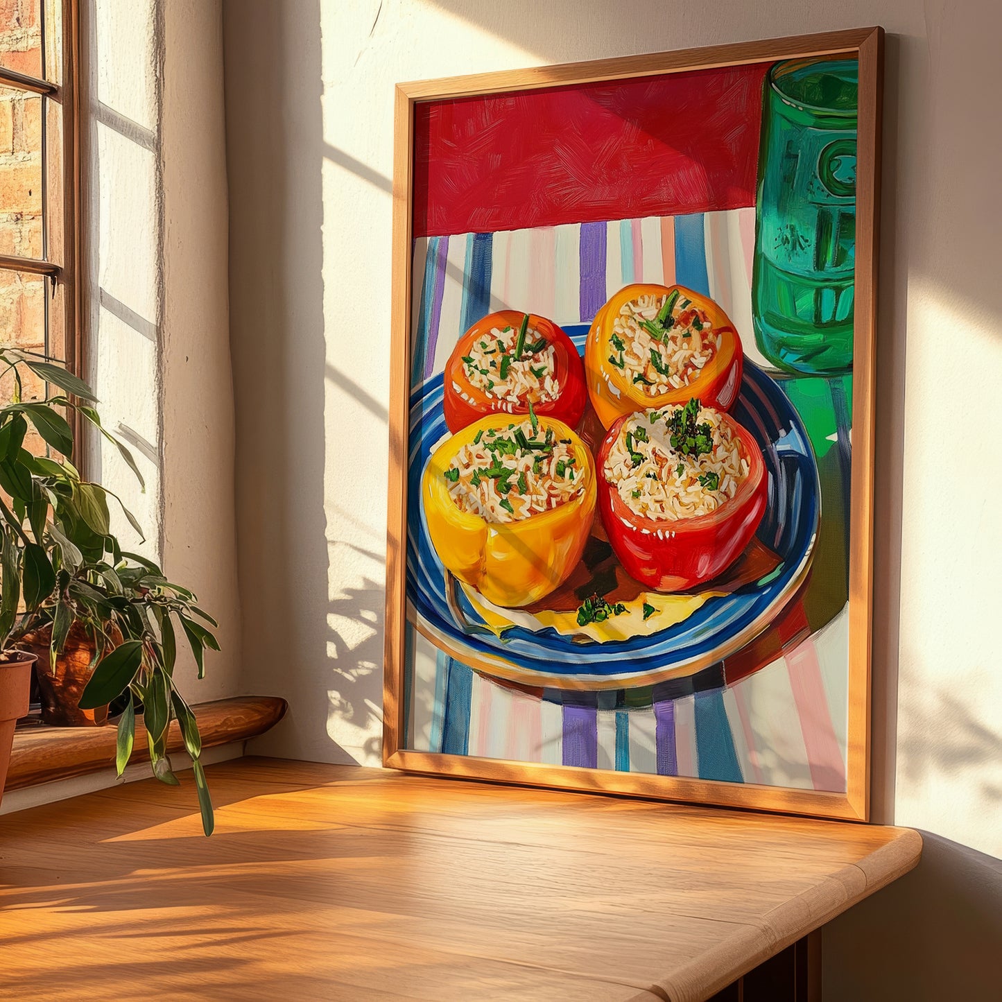 Gemista – Oil Painting, Greek Food Wall Art, clean layout with no caption