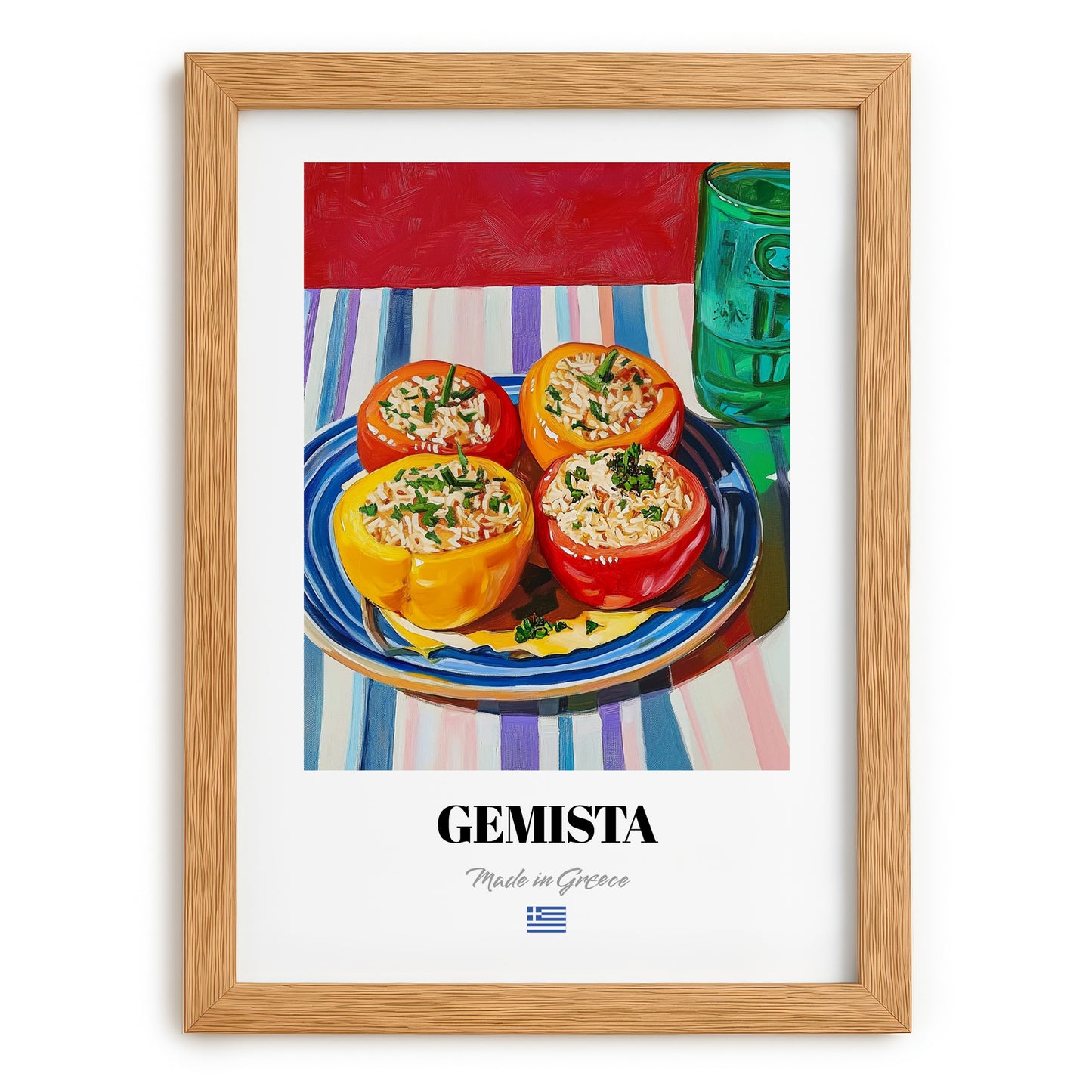 Gemista – Oil Painting, Greek Food Wall Art, set in oak frame