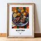 Kleftiko – Colorful Oil Painting, Greek Food Painting, in wooden frame leaning on the floor