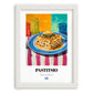 Pastitsio – Colorful Oil Painting, Greek Pasta Still Life, placed in minimal white frame