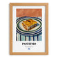 Pastitsio – on Striped Tablecloth, Greek Pasta Wall Art, set in oak frame