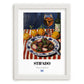 Stifado – Colorful Oil Painting, Greek Food Art, placed in minimal white frame