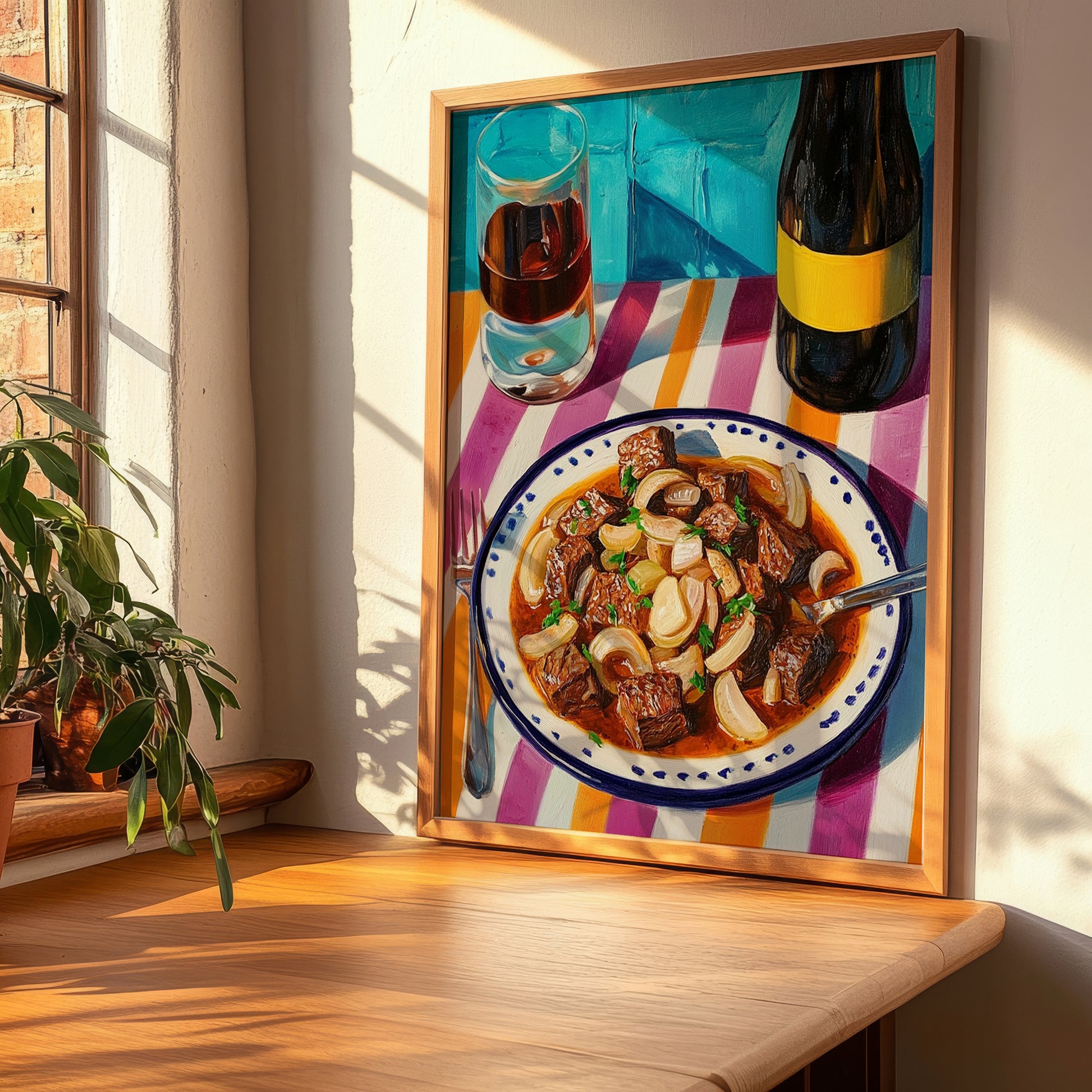 Stifado – Art, Greek Food Painting, clean layout with no caption