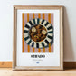 Stifado – on Striped Tablecloth, Greek Food Illustration, in wooden frame leaning on the floor