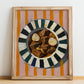 Stifado – on Striped Tablecloth, Greek Food Illustration, no-text version framed in wood