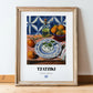 Tzatziki – Colorful Oil Painting, Greek Food Wall Art, in wooden frame leaning on the floor