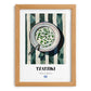 Tzatziki – on Striped Tablecloth, Greek Food Wall Illustration, set in oak frame