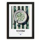 Tzatziki – on Striped Tablecloth, Greek Food Wall Illustration, in sleek black frame