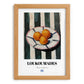 Loukoumades – on Striped Tablecloth, Greek Dessert Poster, set in oak frame