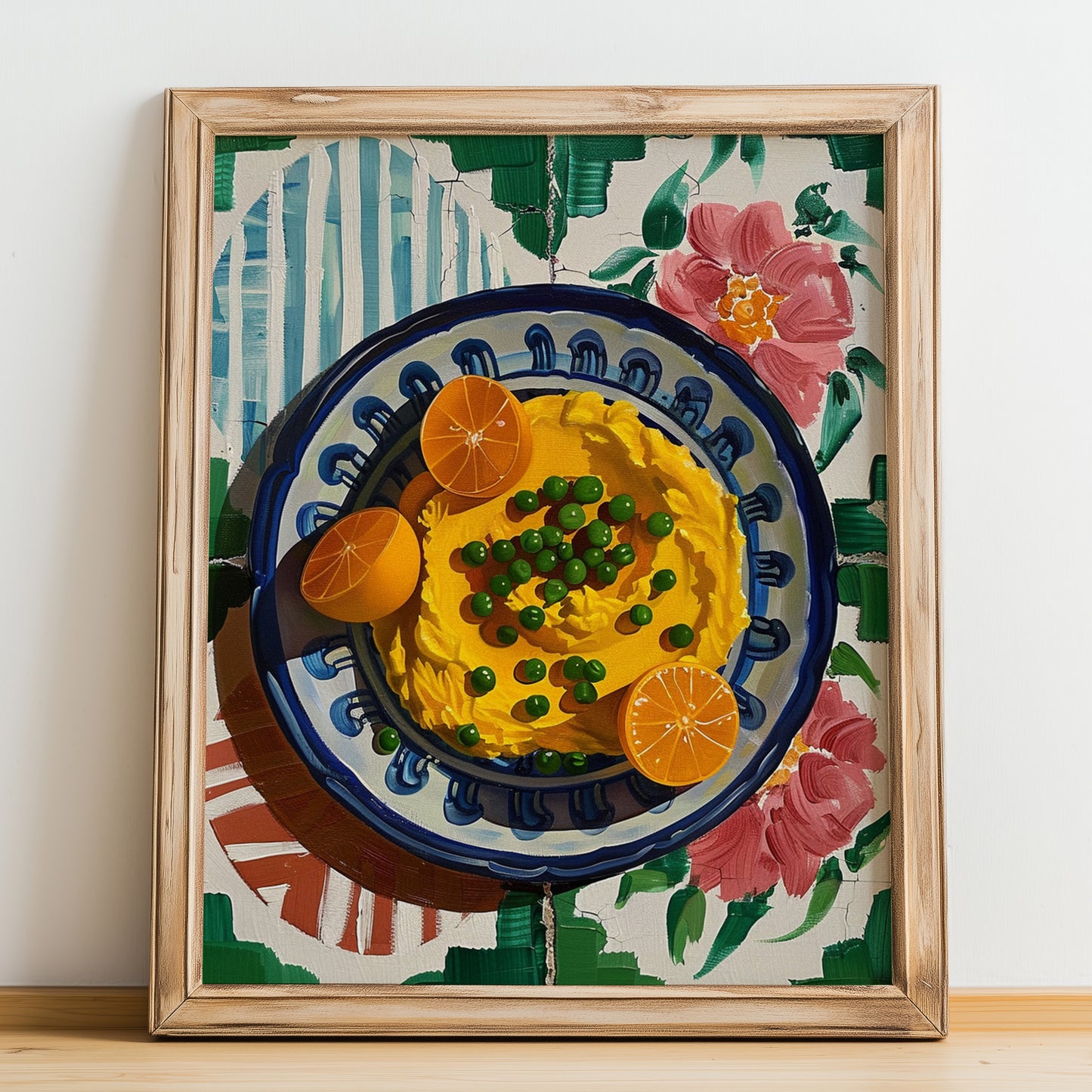 Fava – Oil Painting, Greek Food Illustration, no-text version framed in wood