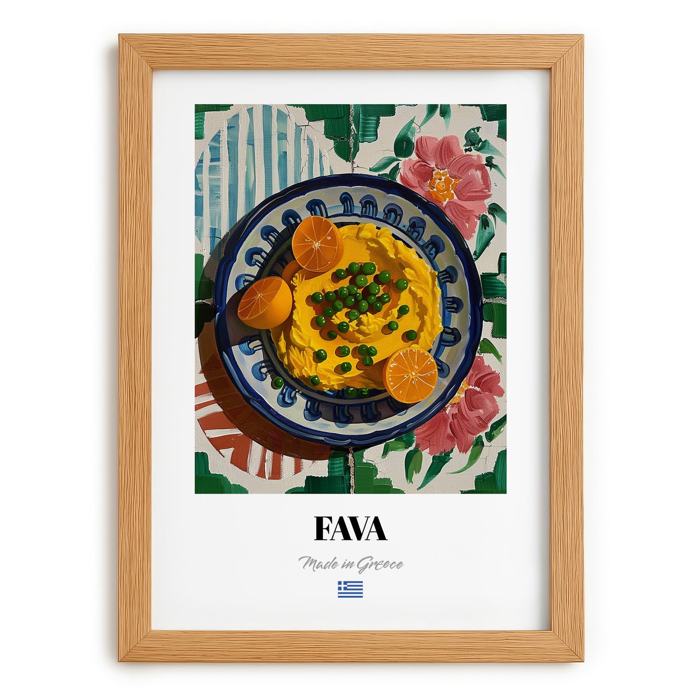 Fava – Oil Painting, Greek Food Illustration, set in oak frame