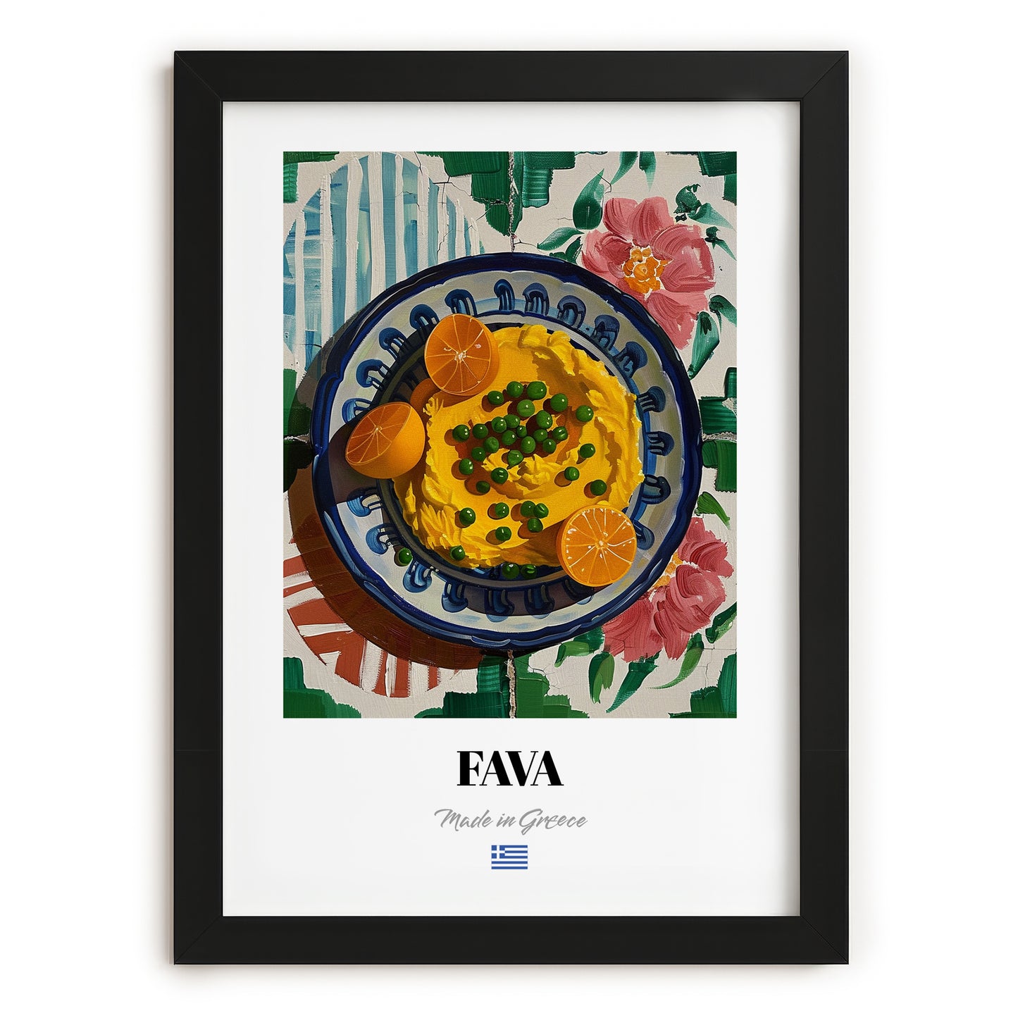 Fava – Oil Painting, Greek Food Illustration, in sleek black frame