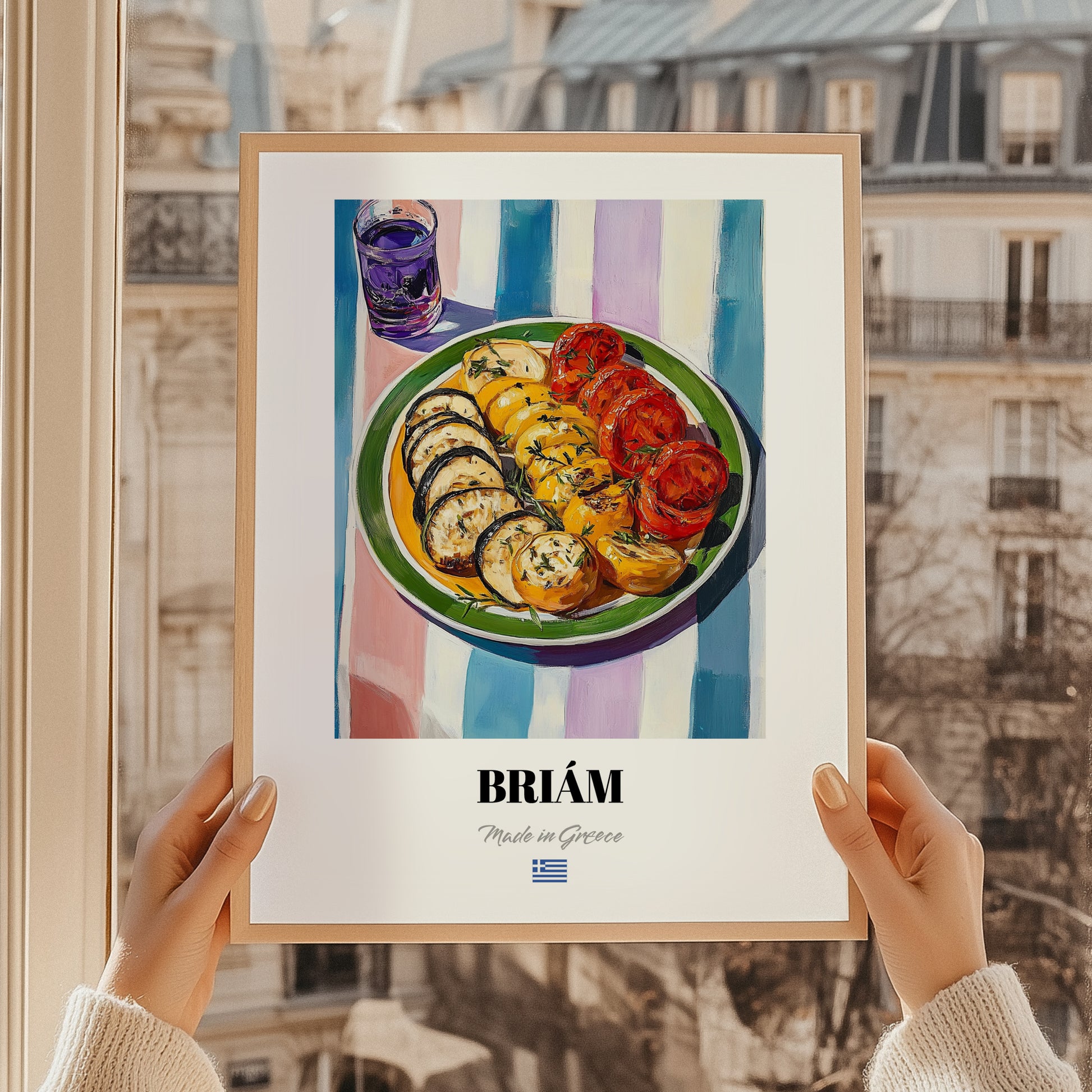 Briám – Colorful Oil Painting, Greek Food Wall Decor, styled in a charming Paris street view