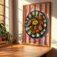 Briám – on Striped Tablecloth, Greek Food Wall Illustration, clean layout with no caption