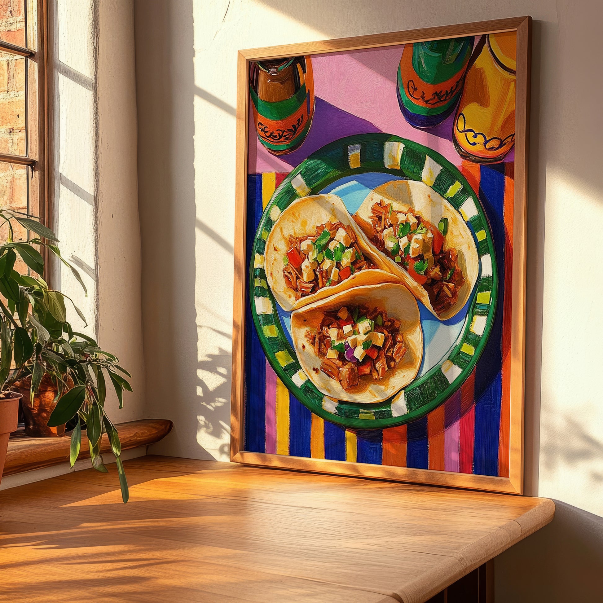 Tacos al Pastor – Oil Painting, Mexican Food Wall Painting, clean layout with no caption