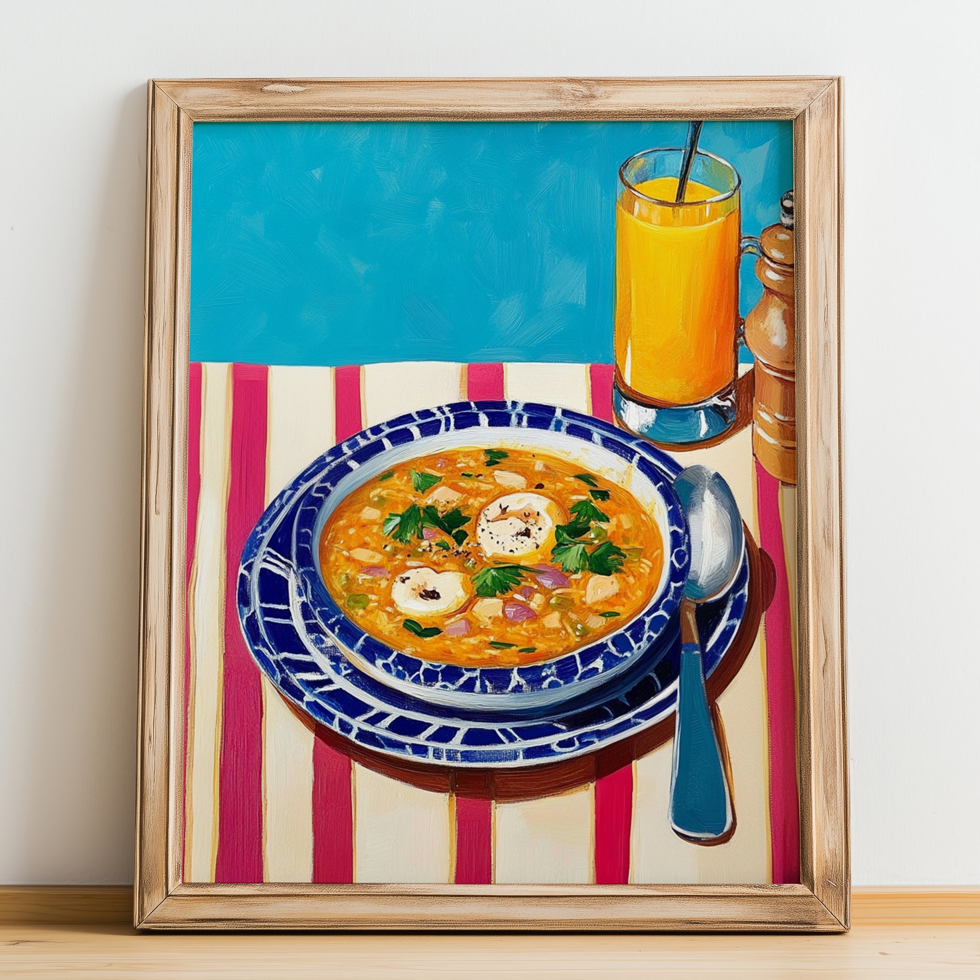 Pozole – Art, Mexican Food Wall Art, no-text version framed in wood