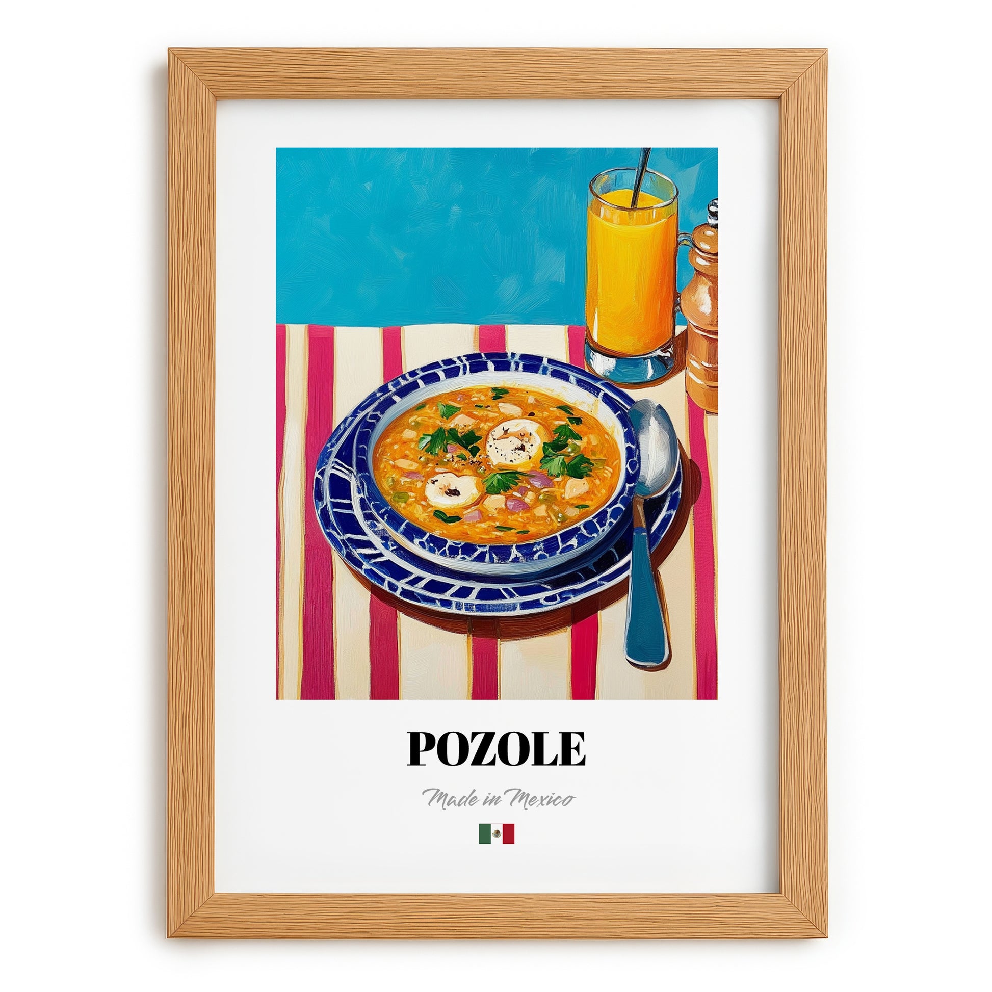 Pozole – Art, Mexican Food Wall Art, set in oak frame