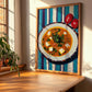 Pozole – on Striped Tablecloth, Mexican Food Print, clean layout with no caption