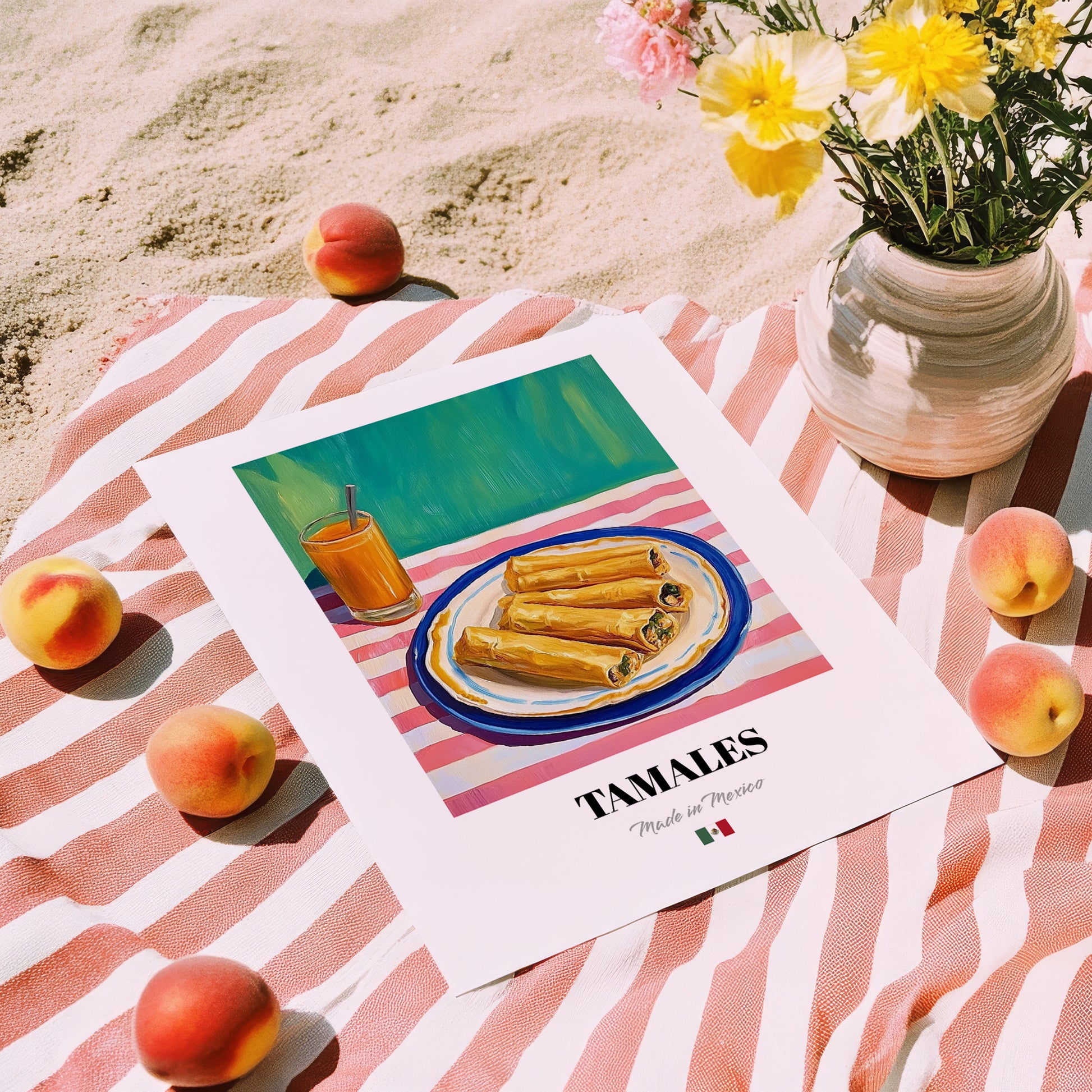 Tamales – Art, Mexican Food Still Life, unframed on coastal sand