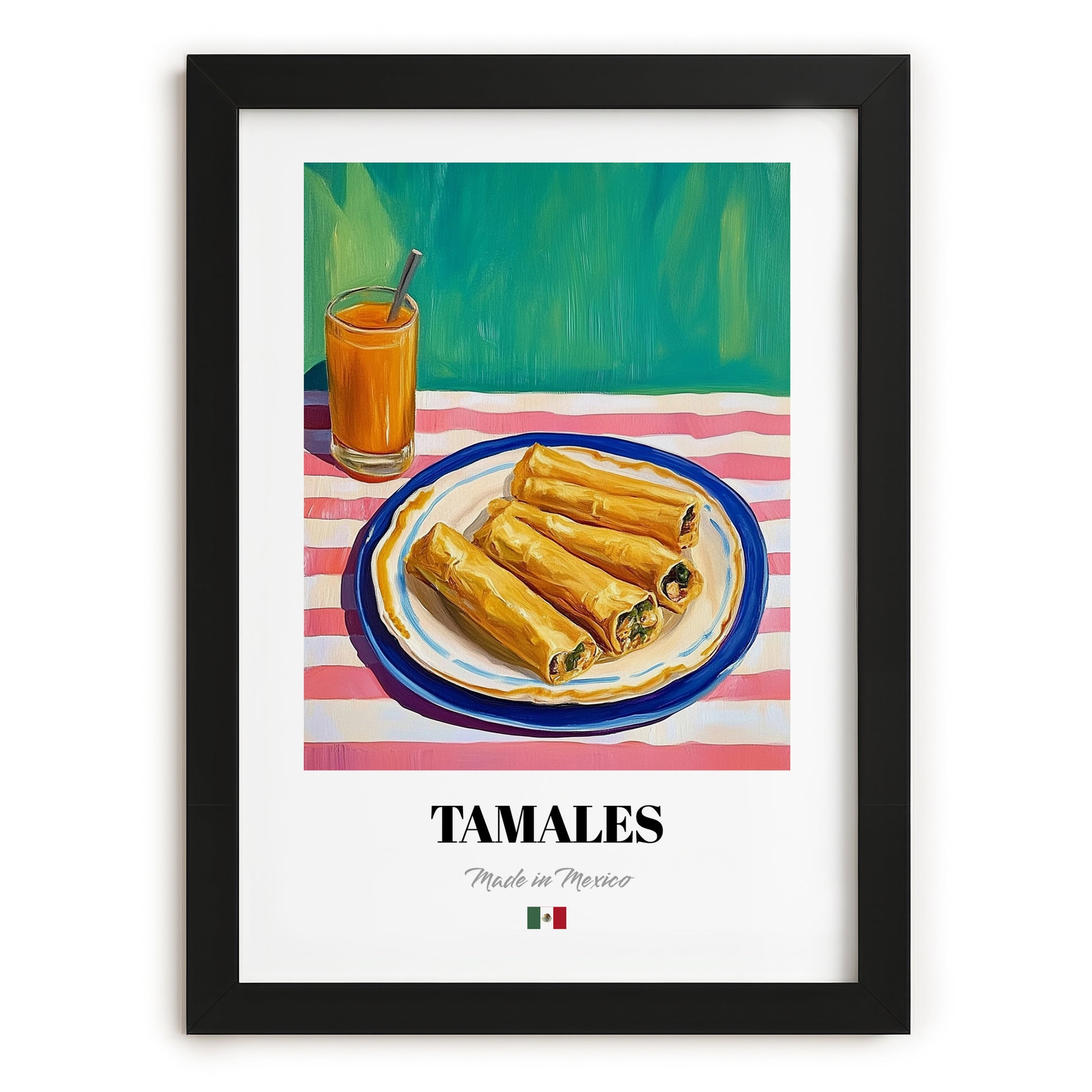 Tamales – Art, Mexican Food Still Life, in sleek black frame